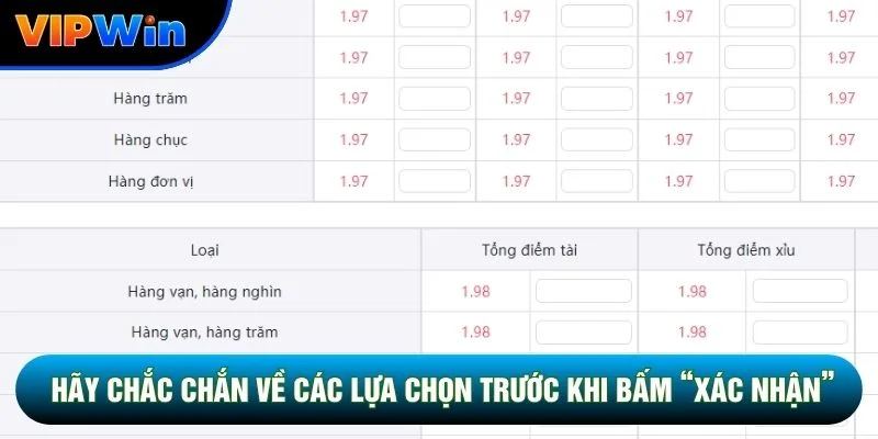 Hãy chắc chắn về các lựa chọn trước khi bấm “xác nhận”