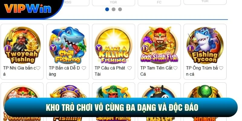 Kho trò chơi vô cùng đa dạng và độc đáo